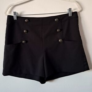 Disney Women's Black Buttoned High Waist Shorts